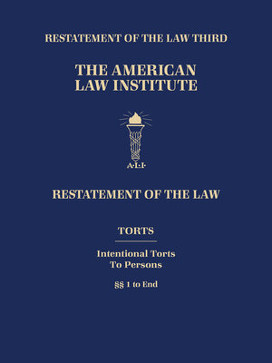 cover image of Restatement of the Law Third, Torts